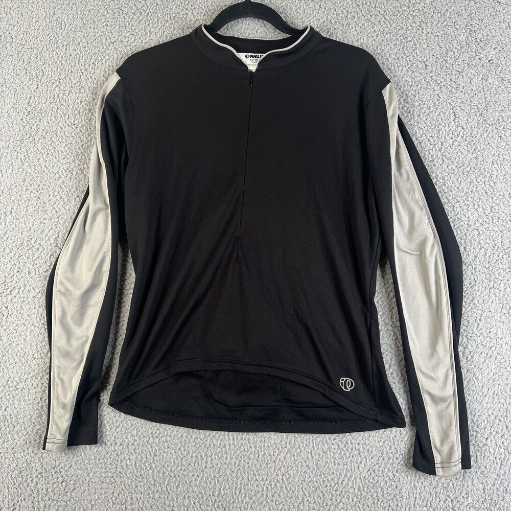 PEARL IZUMI Jersey Womens XL Black 1/4 Zip Gray Long Sleeve Outdoor Bicycle Race